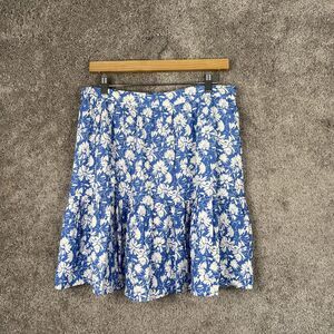 Skies Are Blue Skirt Womens Large Blue Floral Print Elastic Back Stitch Fix Mini